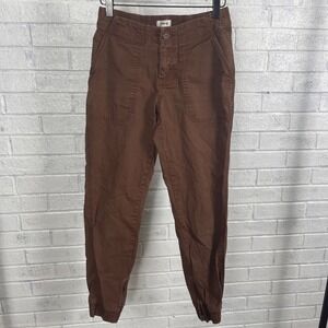 Pact Organic Cotton Ankle Zip Jogger Pants Womens Size XS Brown Minimalist